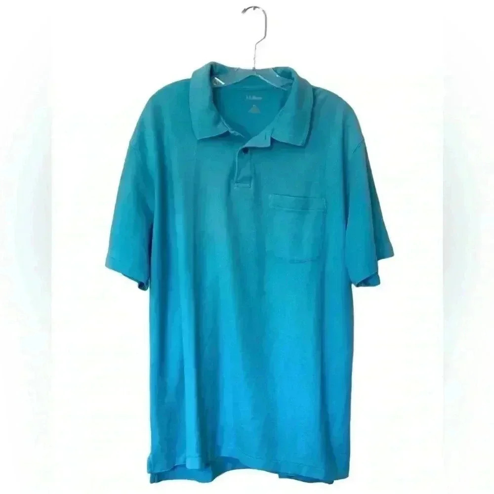 L.L. Bean Mens Traditional Fit Short Sleeve Polo Shirt XL Pocket Cotton Casual